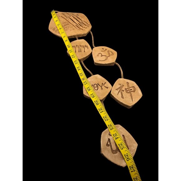 Faith Hanging Plaque Inspirational Text Symbol Hebrew Sanskrit Psalms 27" Long - Picture 4 of 14